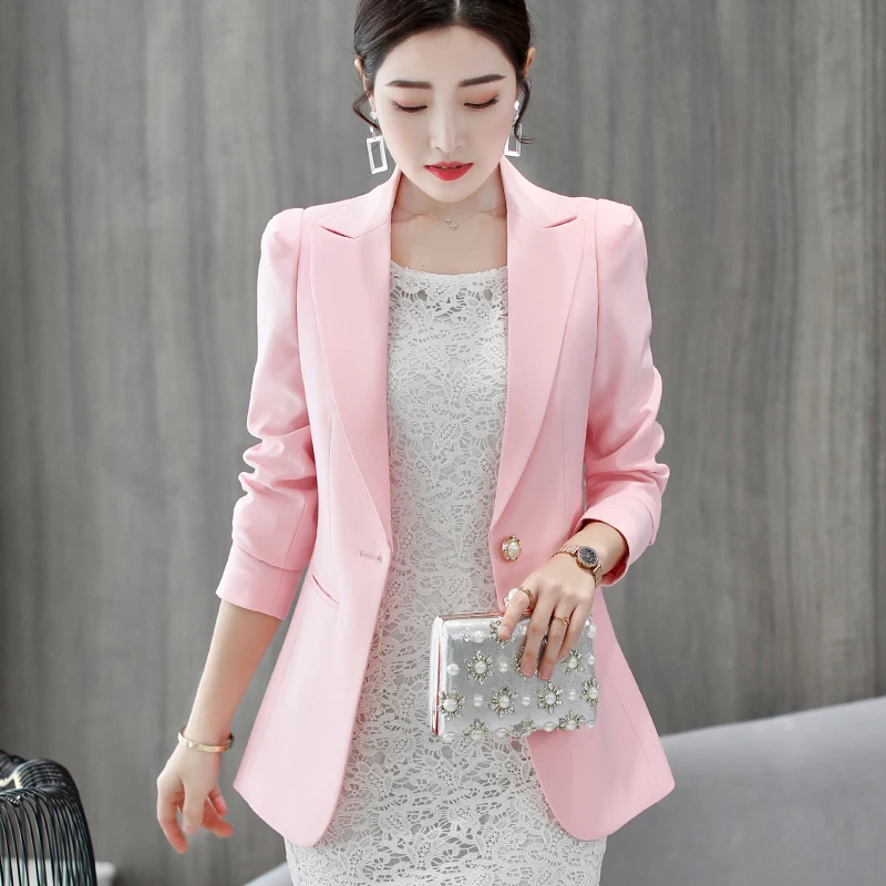 Ladies Blazers 2018 Autumn New Fashion Single Button Blazer Women Office Suit Jacket Pink/Black/Blue/Green blazer feminino
Ladies Blazers 2018 Autumn New Fashion Single Button Blazer Women Office Suit Jacket Pink/Black/Blue/Green blazer feminino