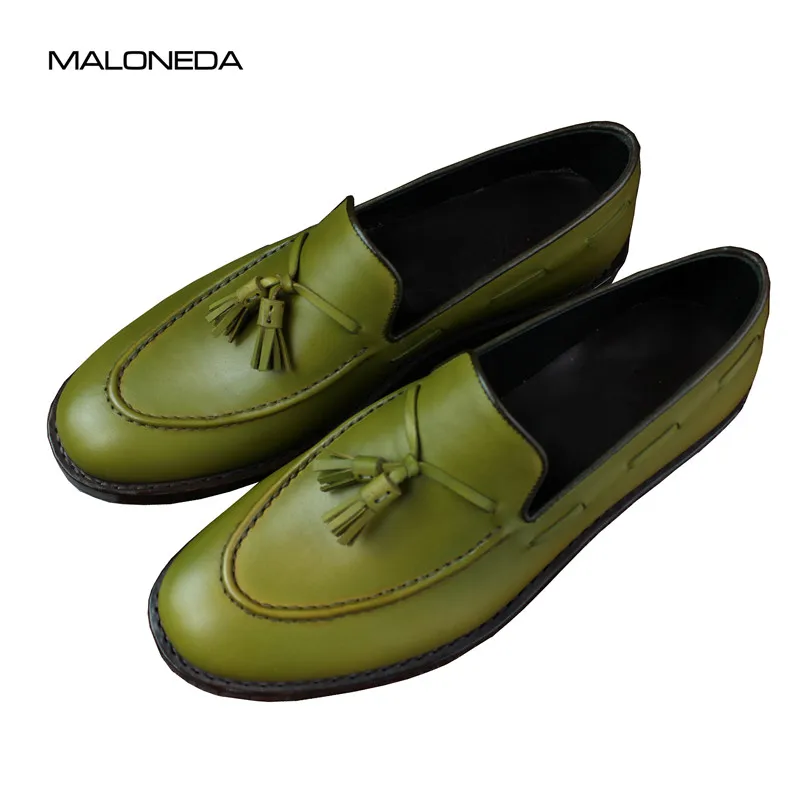 

MALONEDA Bespoke You Like Color Handmade Casual Slip On Tassels Loafers Shoes 100% Genuine Leather Made with Goodyear Welted