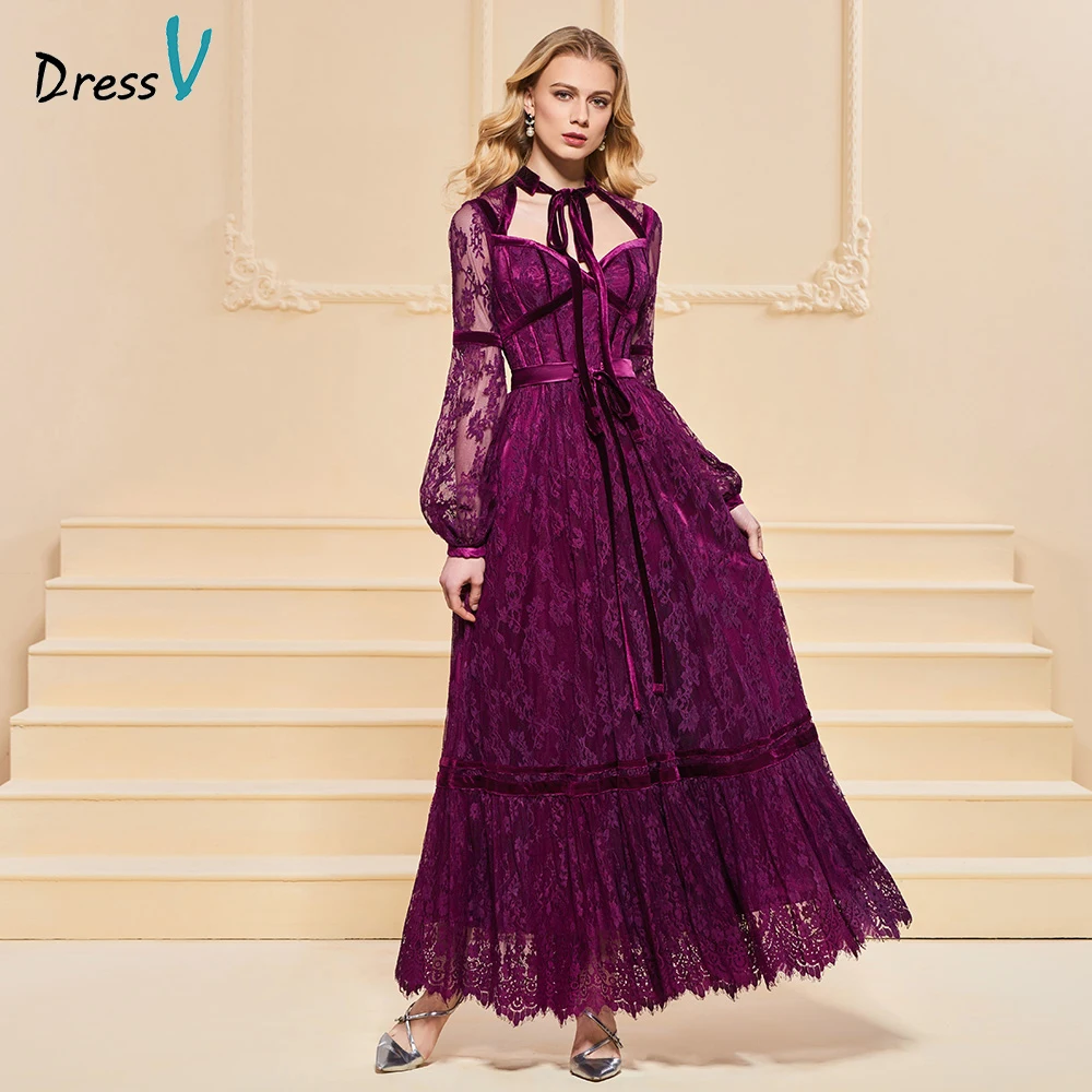 Dressv evening dress a line elegant button lace sashes long sleeves ankle-length wedding party formal dress evening dresses
Dressv evening dress a line elegant button lace sashes long sleeves ankle-length wedding party formal dress evening dresses