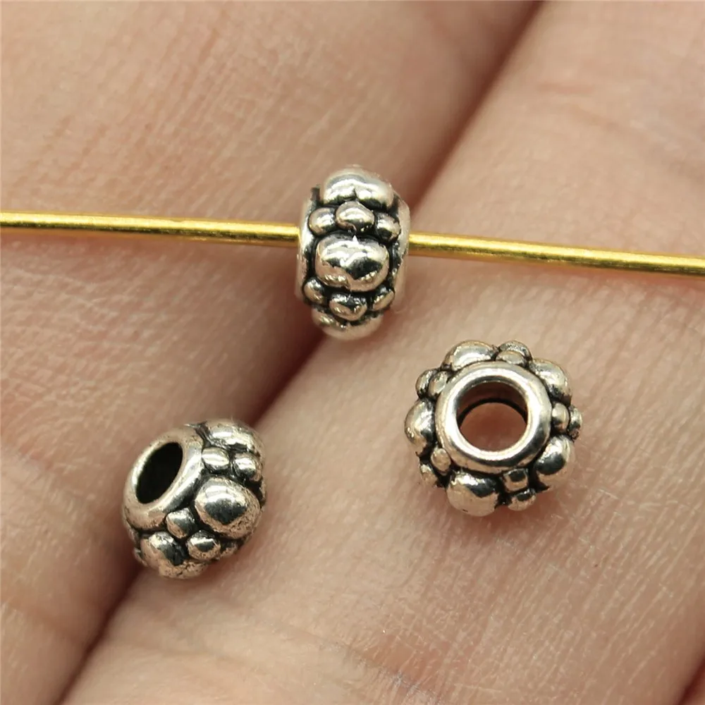 60pcs Metal Curved Tube Flower Carving Spacer Loose Beads DIY Jewelry Craft