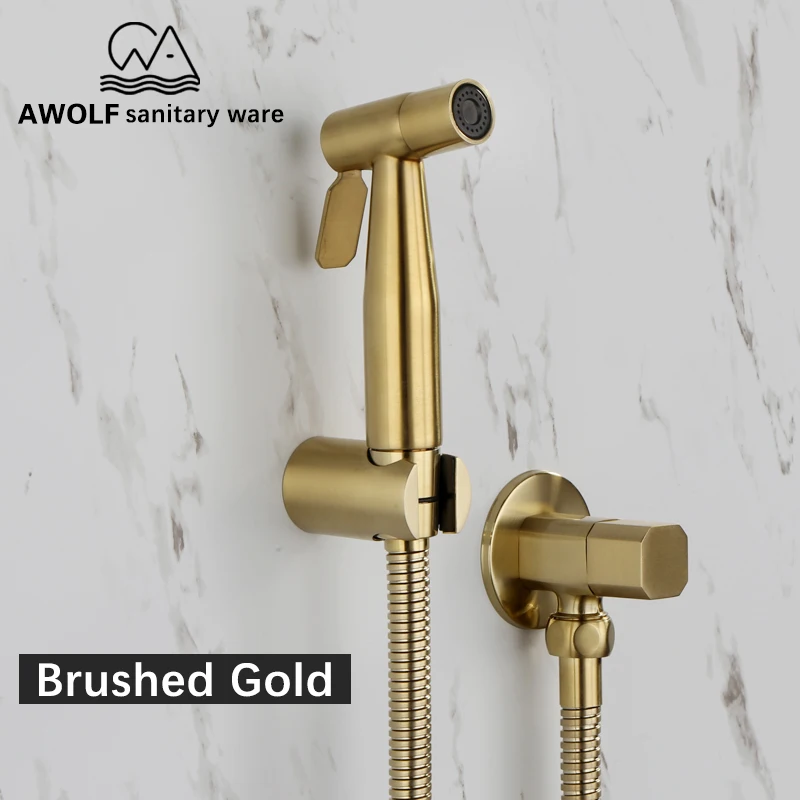 Hand Held Toilet Bidet Sprayer Brushed Gold Stainless Steel Bidet Jet Douche Kit Shattaf Faucet Toilet Washer Cleaning AP2155
Hand Held Toilet Bidet Sprayer Brushed Gold Stainless Steel Bidet Jet Douche Kit Shattaf Faucet Toilet Washer Cleaning AP2155