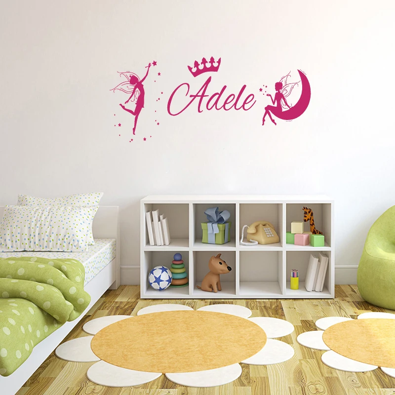 

Fairies on the Moon Removable Wall Stickers for Nursery Kids Children Girls Bedroom Playroom Vinyl Decals Living Room K194