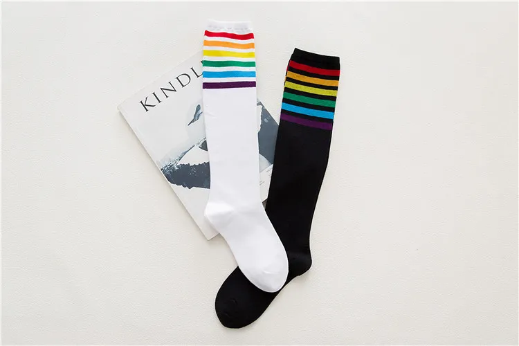PEONFLY Leg sock sotton color Autumn Winter socks Women Full Cotton rainbow Wind Heap funny hosiery kawaii japan 19