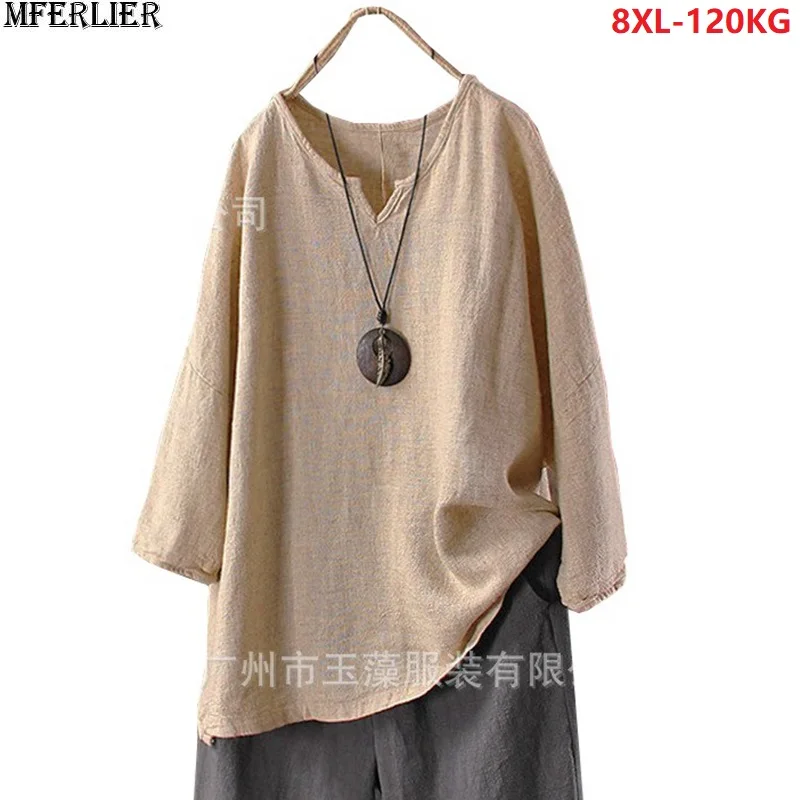 autumn women vintage shirt half sleeve plus size big 6XL 7XL 8XL loose khaki blackl shirts Female loose soft blouse 50 52 54 56
autumn women vintage shirt half sleeve plus size big 6XL 7XL 8XL loose khaki blackl shirts Female loose soft blouse 50 52 54 56