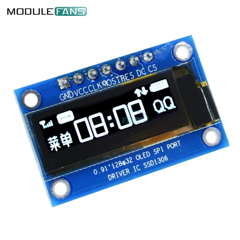 0.91 Inch SPI 128x32 White OLED LCD Display DIY Module SSD1306 Driver IC DC 3.3V-5V For Arduino PIC 0.91''
0.91 Inch SPI 128x32 White OLED LCD Display DIY Module SSD1306 Driver IC DC 3.3V-5V For Arduino PIC 0.91''