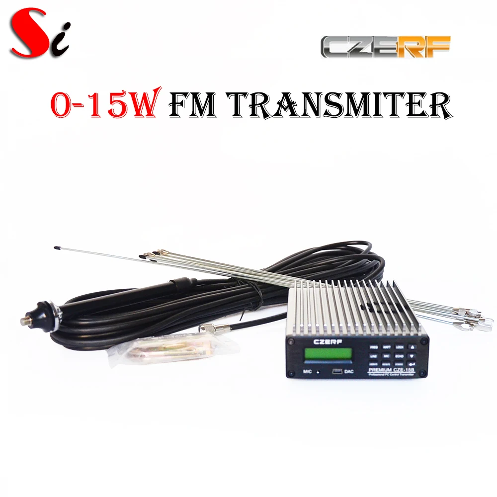 CZE-15b 15W stereo PLL FM transmitter broadcast radio station + GP1 outdoor antenna + Power supply + MIC Kit
CZE-15b 15W stereo PLL FM transmitter broadcast radio station + GP1 outdoor antenna + Power supply + MIC Kit