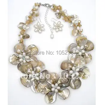 Natural Mother Of Pearl Shell Freshwater Pearl Flower Necklace & Earring Jewelry Set 18'inchs 925S Earring Free Shipping FN2187
Natural Mother Of Pearl Shell Freshwater Pearl Flower Necklace & Earring Jewelry Set 18'inchs 925S Earring Free Shipping FN2187