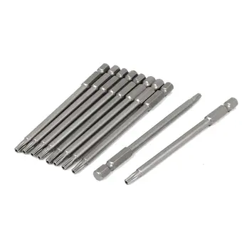 10pcs 100mm Length 1/4 inch Hex Shank T20 Torx Security Screwdriver Bits, Silver Gray
10pcs 100mm Length 1/4 inch Hex Shank T20 Torx Security Screwdriver Bits, Silver Gray