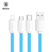 BASEUS String Series 3in1 Cable,quick charing USB cable for iPhone 7 7s 6 6s 5 5s Plus sync charger Micro USB Type-C