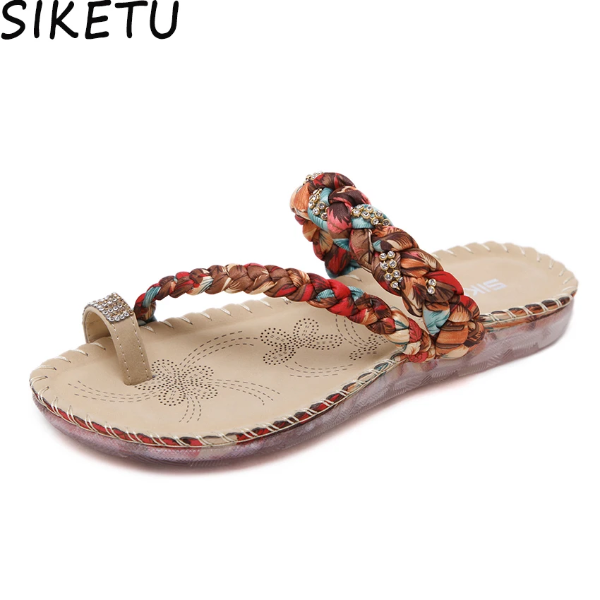 SIKETU Women Bohemia Boho Slippers Ring Toe Floral Flower Print Sandals Flat Heels Summer Beach Mules Slides Plus Size Shoes
SIKETU Women Bohemia Boho Slippers Ring Toe Floral Flower Print Sandals Flat Heels Summer Beach Mules Slides Plus Size Shoes