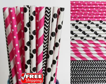 200pcs Mixed 4 Designs Deep Pink and Black Themed Paper Straws-Dot,Chevron,Striped Birthday Party Wedding,Colored Drinking Bulk
200pcs Mixed 4 Designs Deep Pink and Black Themed Paper Straws-Dot,Chevron,Striped Birthday Party Wedding,Colored Drinking Bulk