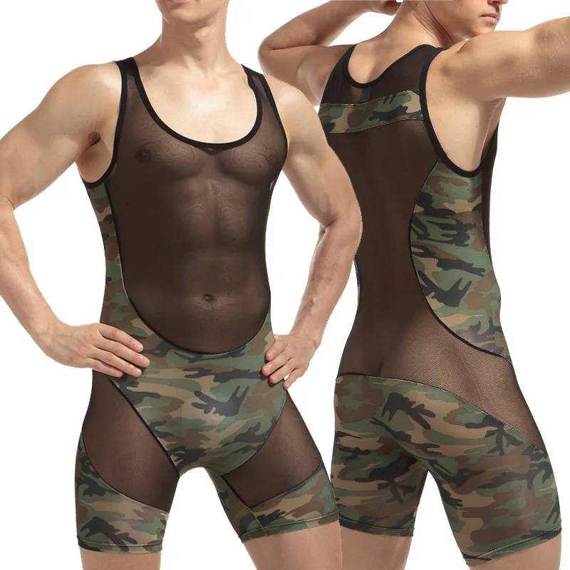 Breathable Mesh Mens Underwear Camouflage transparent Bodywear Bodysuit Siamese Underwear Panties Tight Thin Shapers Buttons
Breathable Mesh Mens Underwear Camouflage transparent Bodywear Bodysuit Siamese Underwear Panties Tight Thin Shapers Buttons