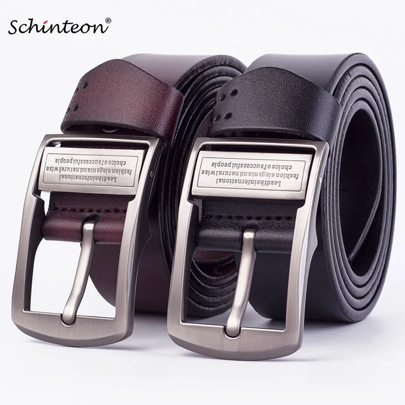 Schinteon 100% Cowhide Men Genuine Leather Belt Jean Pin Buckle Wide Waist Strap Brown Black High Quality | Аксессуары для одежды