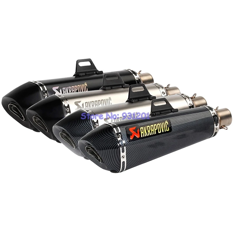 Inlet 51mm Motorcycle Exhaust Pipe Muffler Akrapovic Laser Universal Motorbike Muffler Pipe Exhaust Tube Escape Slip On 
Inlet 51mm Motorcycle Exhaust Pipe Muffler Akrapovic Laser Universal Motorbike Muffler Pipe Exhaust Tube Escape Slip On