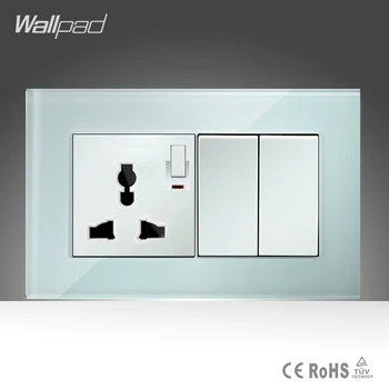 Universal Socket and 2 Gang 1 Way Wallpad 146*86mm White Crystal Glass Double Push Button Switch and Socket Free Shipping
Universal Socket and 2 Gang 1 Way Wallpad 146*86mm White Crystal Glass Double Push Button Switch and Socket Free Shipping