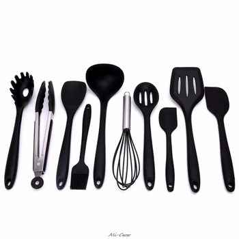 10Pcs Black Heat Resitant Non-stick Silicone Kitchen Utensils Set Cooking Bake Tool SET Spatula, Spoon, Brush, Wisk, Tong
10Pcs Black Heat Resitant Non-stick Silicone Kitchen Utensils Set Cooking Bake Tool SET Spatula, Spoon, Brush, Wisk, Tong