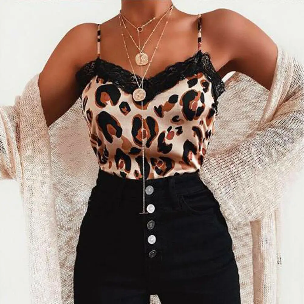 Casual Women Lace Satin Patchwork Leopard Print Vest Sleeveless Loose Camisole Casual V-Neck Tank Tops T-Shirt
Casual Women Lace Satin Patchwork Leopard Print Vest Sleeveless Loose Camisole Casual V-Neck Tank Tops T-Shirt