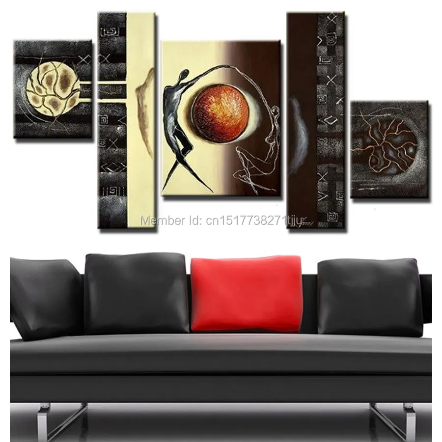 Image Hand Painted canvas oil painting Abstract Canvas Wall Art 5Pcs Home Decor Picture Sets large cheap canvas art for living room