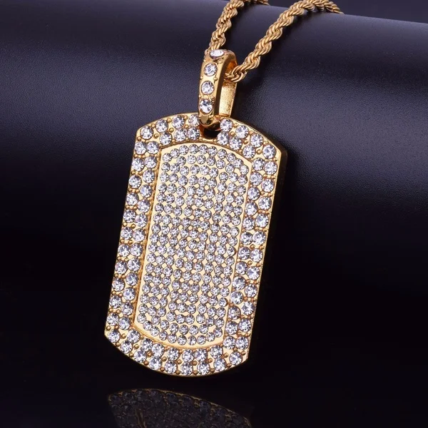 Mens Trendy Pendant Iced Out Rhinestone Gold Color Plated Charm Square Dog Tag Necklace Cuban Chain Hip Hop Boys Fashion Jewelry
Mens Trendy Pendant Iced Out Rhinestone Gold Color Plated Charm Square Dog Tag Necklace Cuban Chain Hip Hop Boys Fashion Jewelry