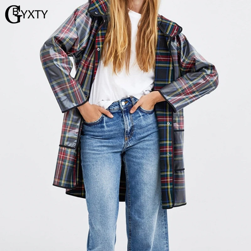 GBYXTY abrigo mujer Long Trench Coat For Women Casual Loose Hooded Plaid Trench Windbreaker Femme PVC Waterproof Raincoat ZA1152
GBYXTY abrigo mujer Long Trench Coat For Women Casual Loose Hooded Plaid Trench Windbreaker Femme PVC Waterproof Raincoat ZA1152