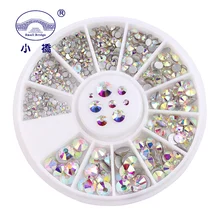 SS3-SS20 לבן AB זכוכית Rhinestones לציפורניים אמנות קישוטי גליטר בגד חרוזים FlatBack Strass קריסטל 500 pcs בגלגל(China)