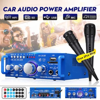 12V/220V 600W HIFI 2CH Car bluetooth Stereo Power Amplifier Music Player Audio FM Radio Home Theater Amplifiers with Microphones
12V/220V 600W HIFI 2CH Car bluetooth Stereo Power Amplifier Music Player Audio FM Radio Home Theater Amplifiers with Microphones