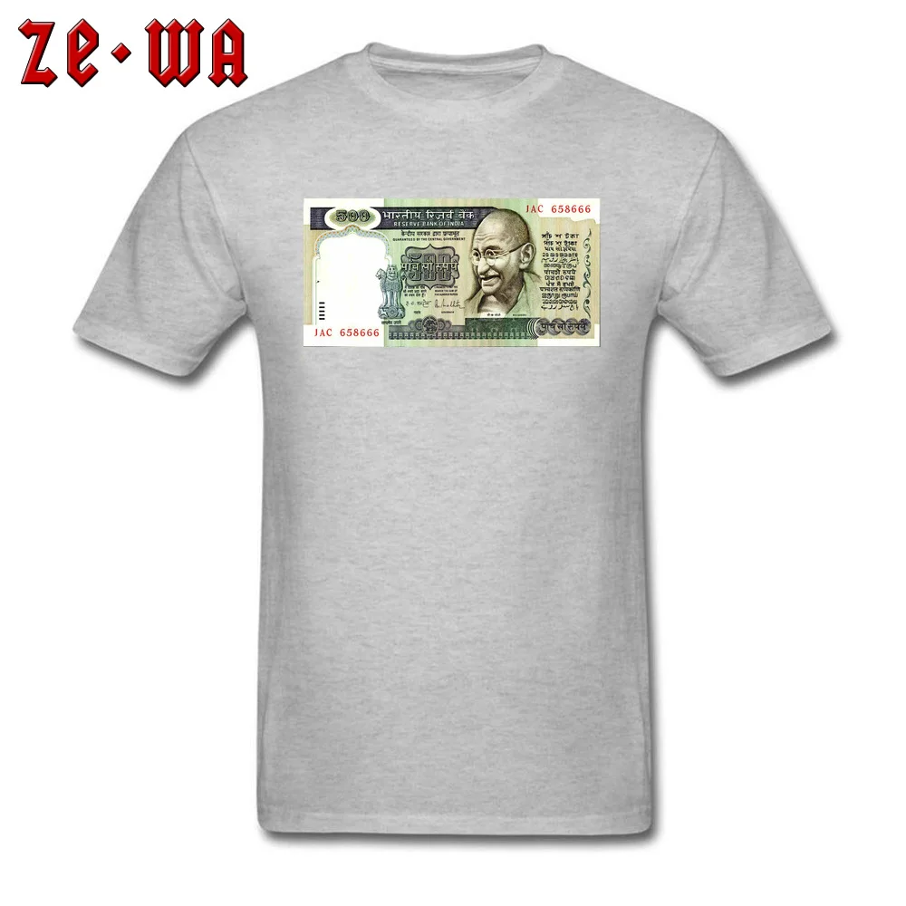 Indian Currency Slim Fit Summer/Fall Pure Cotton Round Neck Men Tops Shirt Casual Sweatshirts Designer Short Sleeve T-shirts Indian Currency grey