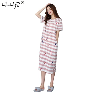 Women Stripe Cartoon Print Cotton Sleepwear Short Sleeve Nightdress 2019 Spring Autumn Nightie Nightshirt Plus Size Nightgown
Women Stripe Cartoon Print Cotton Sleepwear Short Sleeve Nightdress 2019 Spring Autumn Nightie Nightshirt Plus Size Nightgown