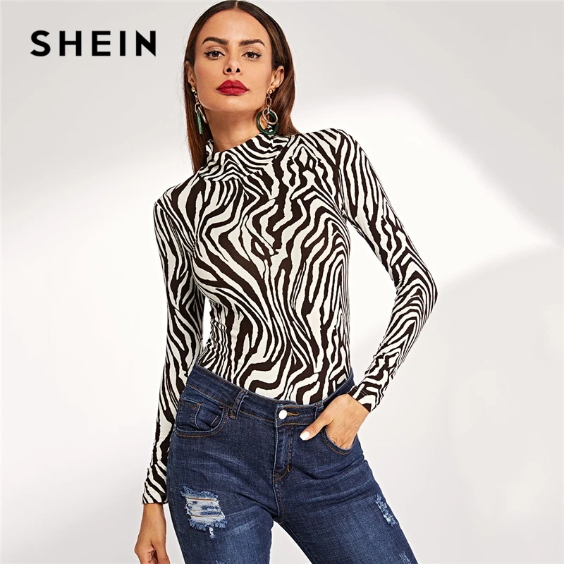 SHEIN Multicolor Modern Lady Weekend Casual High Neck Zebra Print Long Sleeve Slim Fit Tee 2018 Autumn Women Tshirt Top
SHEIN Multicolor Modern Lady Weekend Casual High Neck Zebra Print Long Sleeve Slim Fit Tee 2018 Autumn Women Tshirt Top