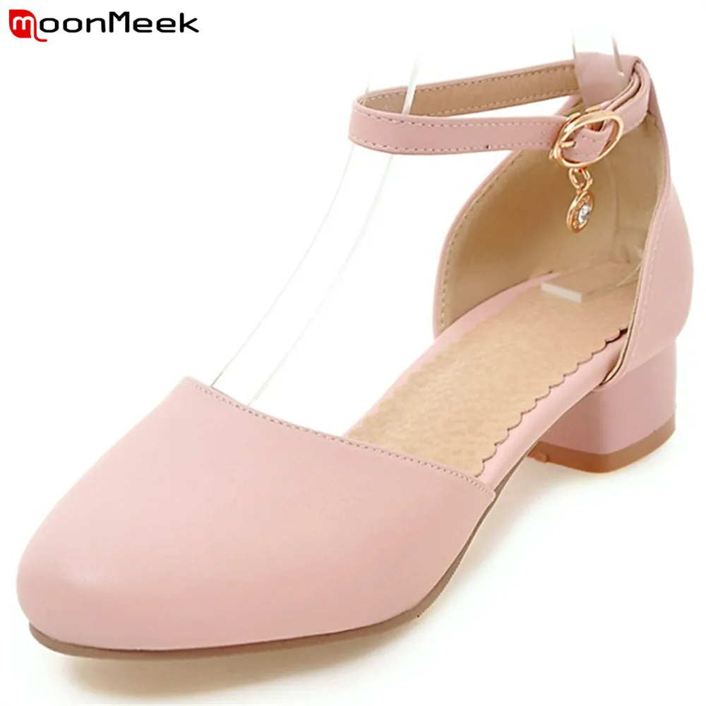 MoonMeek round toe summer spring new prevail female shoes square heel with buckle med heels sweet dress woman pumps
MoonMeek round toe summer spring new prevail female shoes square heel with buckle med heels sweet dress woman pumps