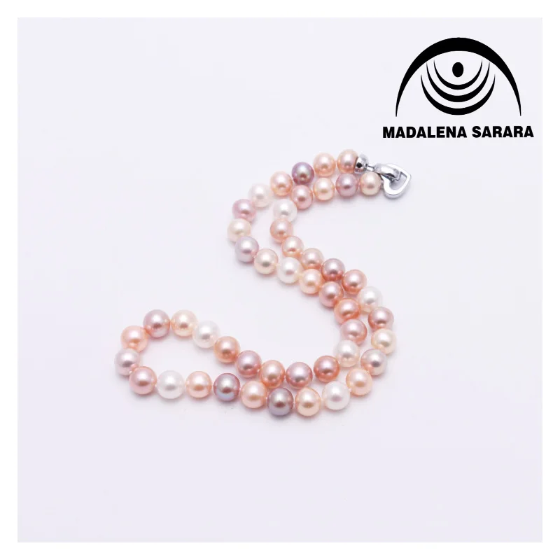 

MADALENA SARARA AAA 8-9mm Freshwater Pearl Strand Necklace Colorful Pearl Bead Strand Fine Luster With Heart Clasp