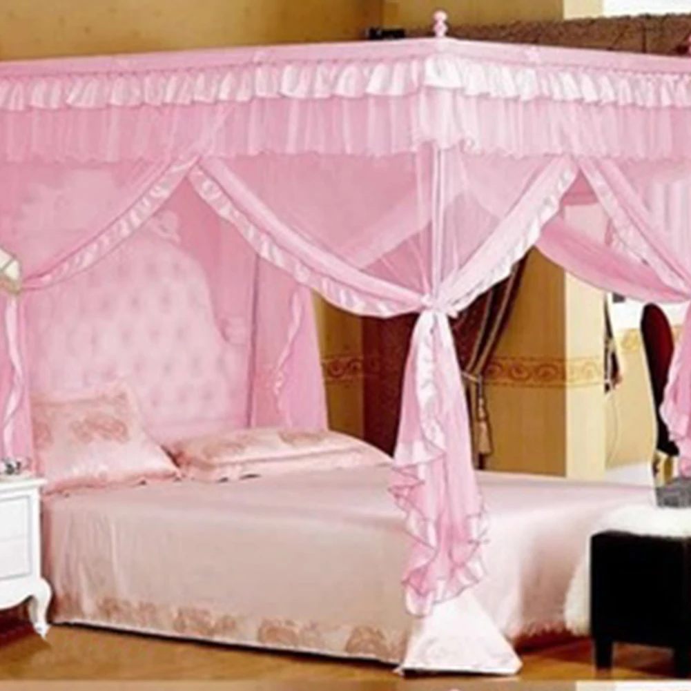 Красивая кровать сетка украшения комнаты сетки розового и фиолетового цветов