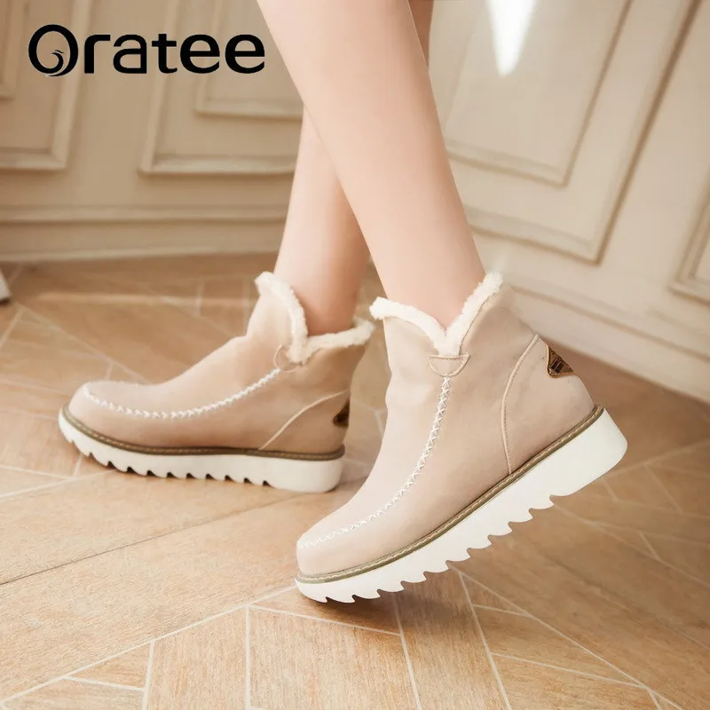 2018 Warm Plush Platform Ankle Snow Boots Flat Women Winter Shoes Non-slip Large Size Black Suede Ladies Slip On Boots
2018 Warm Plush Platform Ankle Snow Boots Flat Women Winter Shoes Non-slip Large Size Black Suede Ladies Slip On Boots