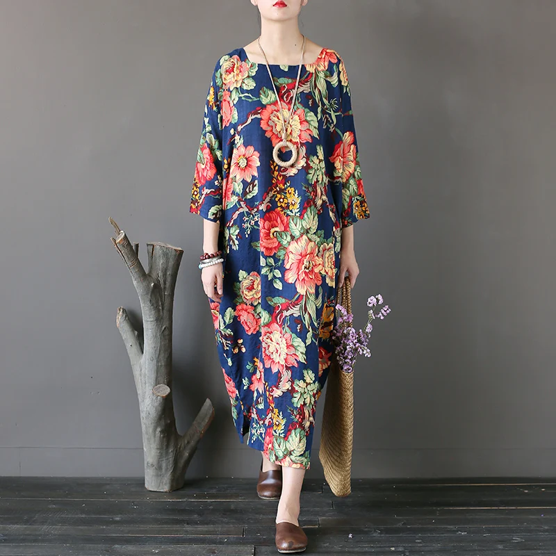 Johnature Women Chinese Style Dress Autumn 2019 New Cotton Soft Print Floral Loose Square Collar Three Quarter Sleeve Dresses
Johnature Women Chinese Style Dress Autumn 2019 New Cotton Soft Print Floral Loose Square Collar Three Quarter Sleeve Dresses