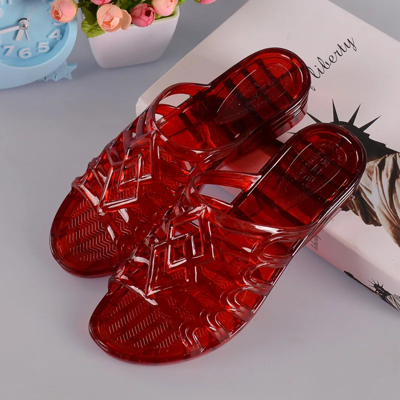 Summer slope with transparent PVC jelly film plastic vintage half slippers thick bottom slip open bathroom slippers women
Summer slope with transparent PVC jelly film plastic vintage half slippers thick bottom slip open bathroom slippers women