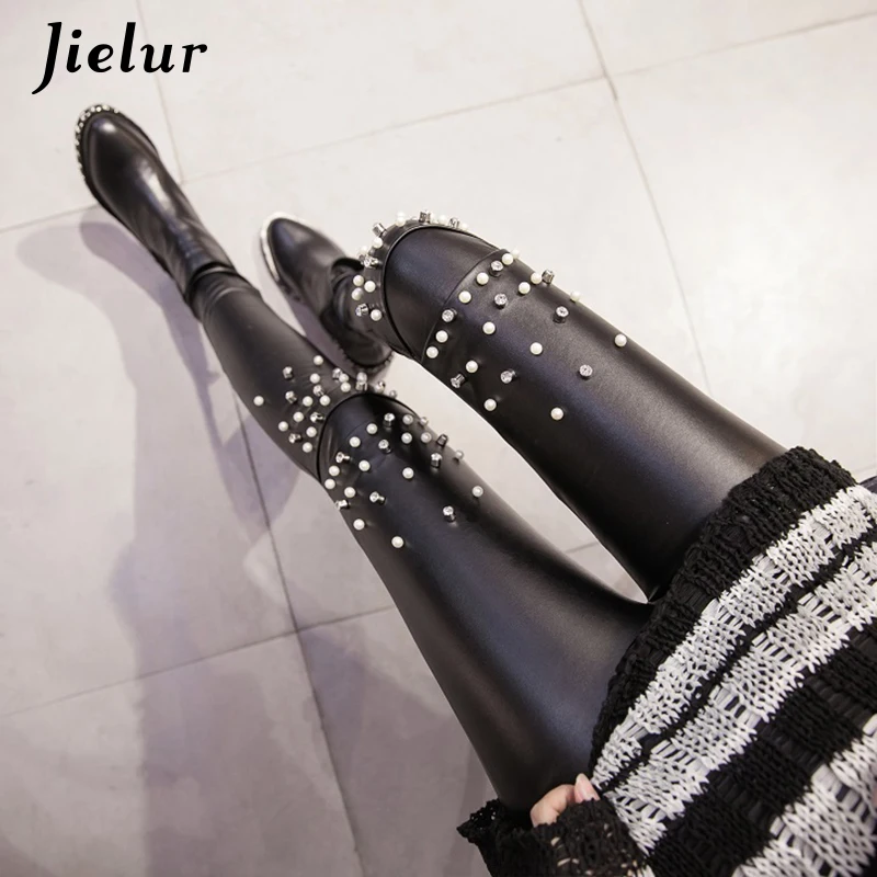 Jielur 2019 Winter New PU Faux Leather Leggings Fashion Rivets Lace Push up Female Leggins Warm High Street Women Leggings S-XXL
Jielur 2019 Winter New PU Faux Leather Leggings Fashion Rivets Lace Push up Female Leggins Warm High Street Women Leggings S-XXL