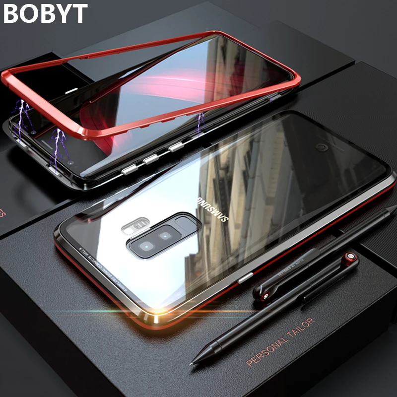BOBYT For Samsung Galaxy S9 Plus Case Cover Luxury Hard Magnetic Metal Frame Transparent Glass Shockproof Phone Case for S9 Case
BOBYT For Samsung Galaxy S9 Plus Case Cover Luxury Hard Magnetic Metal Frame Transparent Glass Shockproof Phone Case for S9 Case