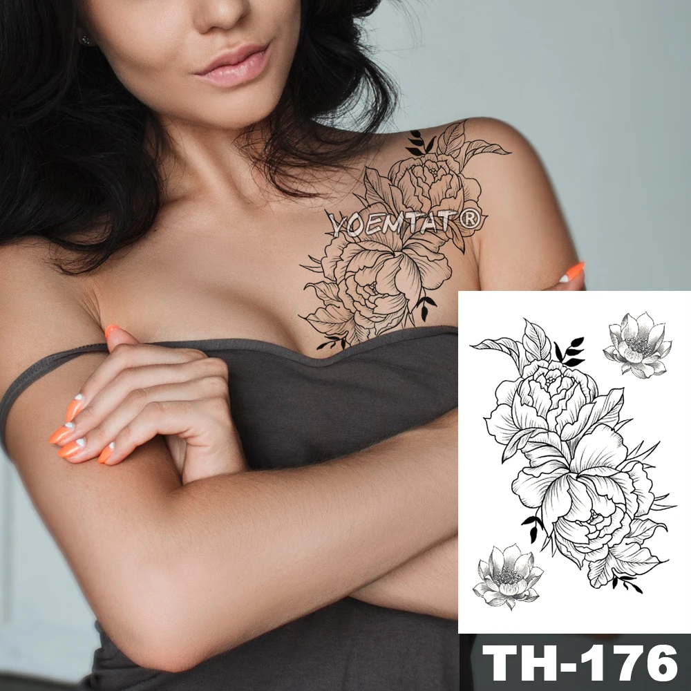 Waterproof Temporary Tattoo Sticker Sketch line peony pattern tatoo Water Transfer Rose body art fake arm tattoo For Women
Waterproof Temporary Tattoo Sticker Sketch line peony pattern tatoo Water Transfer Rose body art fake arm tattoo For Women