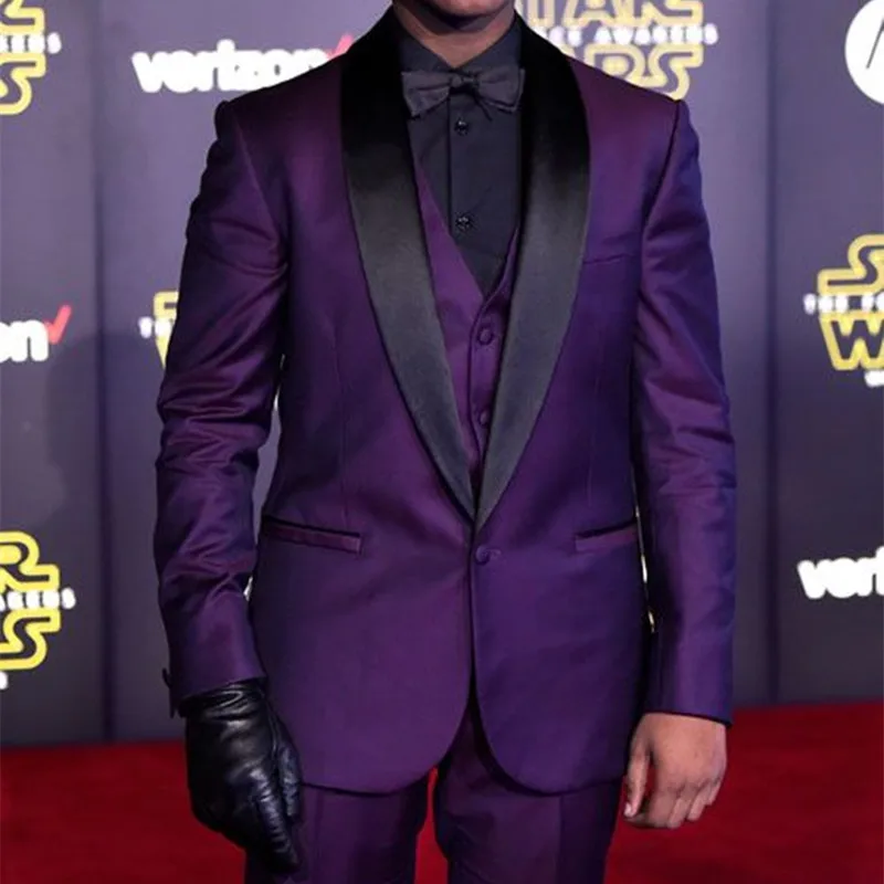 Purple Men Tuxedos suit 2017 Custom 3 Pieces Slim Fit Blazer Vest Pants Best Man Wedding Party Dress Suits Fashion | Мужская одежда