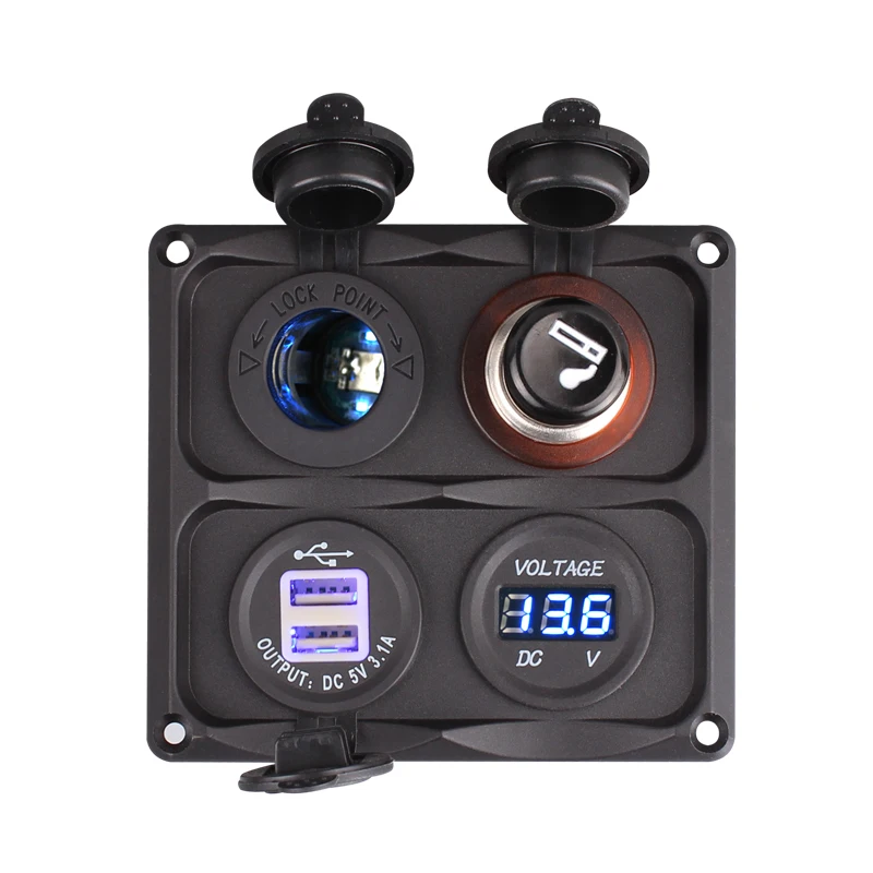 1 Piece 4 Hole Panel Base Blue LED 12V USB 3.1A Power Adapter Charger Dual Car Cigarette Lighter Socket Splitter Digital Voltmer
1 Piece 4 Hole Panel Base Blue LED 12V USB 3.1A Power Adapter Charger Dual Car Cigarette Lighter Socket Splitter Digital Voltmer