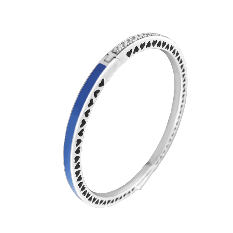 Original 925 Sterling Silver Bangles for Women Pulseira Radiant Hearts Bangle Bracelet with Princess Blue Enamel & Clear CZ
Original 925 Sterling Silver Bangles for Women Pulseira Radiant Hearts Bangle Bracelet with Princess Blue Enamel & Clear CZ