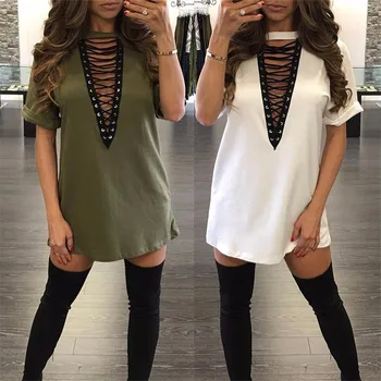 Bandages V Neck Loose Short Dress Women Tunic White Black Short Sleeve Party Club Elegant Dress Sexy Girl Plus Size Vestidos
Bandages V Neck Loose Short Dress Women Tunic White Black Short Sleeve Party Club Elegant Dress Sexy Girl Plus Size Vestidos