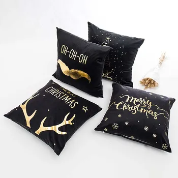 45*45cm decorative pillowcases no filling Black Gold Covers Merry Christmas Square Pillow Case sofa cushions home Textile
45*45cm decorative pillowcases no filling Black Gold Covers Merry Christmas Square Pillow Case sofa cushions home Textile