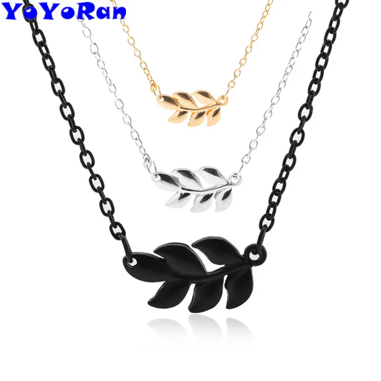 1 Piece gold silver black leaf pendant choker necklaces for woman metal alloy small feather leaf charm necklace jewelry gift
1 Piece gold silver black leaf pendant choker necklaces for woman metal alloy small feather leaf charm necklace jewelry gift