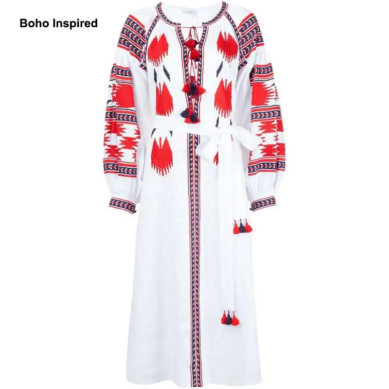 BOHO INSPIRED Ukraine folk women pattern dress embroidery tassels white long sleeve V-neck Vestidos linen autumn maxi dress
BOHO INSPIRED Ukraine folk women pattern dress embroidery tassels white long sleeve V-neck Vestidos linen autumn maxi dress