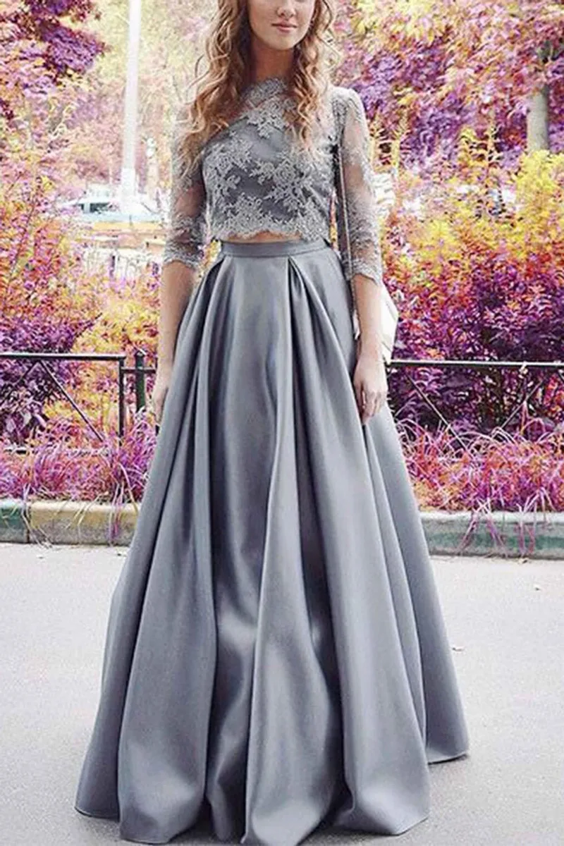 Elegant Lace Appliques Two Piece Prom Evening Dress Custom Made Modest Half Sleeves Charming Party Dress
Elegant Lace Appliques Two Piece Prom Evening Dress Custom Made Modest Half Sleeves Charming Party Dress