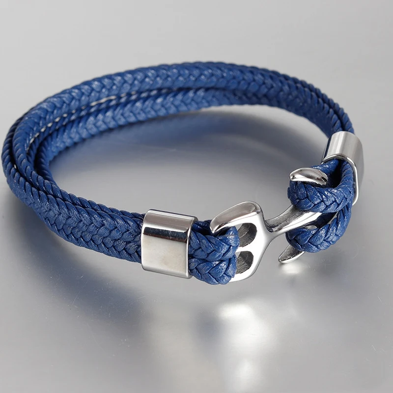 New Navy Style Men Bracelet Gold Silver Stainless Steel Anchor Leather Bracelet Homme Hand-knit Trend Men Women Jewelry 7 Colors
New Navy Style Men Bracelet Gold Silver Stainless Steel Anchor Leather Bracelet Homme Hand-knit Trend Men Women Jewelry 7 Colors