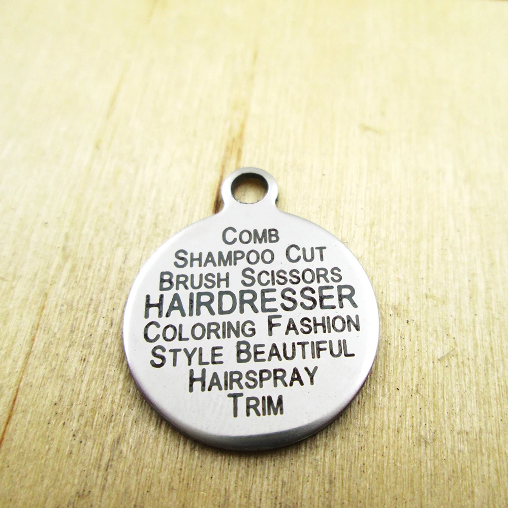 20pcs/lot-HAIRDRESSER stainless steel charms - Laser Engraved - Customized - DIY Charms Pendants
20pcs/lot-HAIRDRESSER stainless steel charms - Laser Engraved - Customized - DIY Charms Pendants