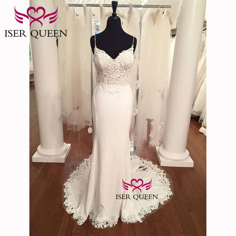 Straps Elegant White Satin Mermaid Wedding Dress 2019 Court Train V-neck Sexy Backless Embroidery Lace bride dress w0526
Straps Elegant White Satin Mermaid Wedding Dress 2019 Court Train V-neck Sexy Backless Embroidery Lace bride dress w0526