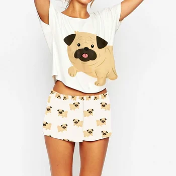 Women Pajama sets Pug Cartoon Print Crop Top Stretchy Tee and Shorts Dog 2 Pieces Set DesignLoose Tops Elastic Waist Casual
Women Pajama sets Pug Cartoon Print Crop Top Stretchy Tee and Shorts Dog 2 Pieces Set DesignLoose Tops Elastic Waist Casual